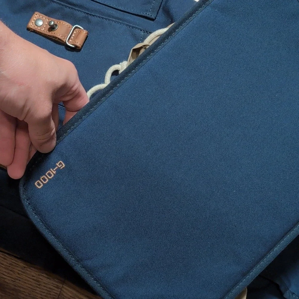 Fjällräven Rucksack No. 21 G G-1000 Navy Blue Leather Straps Backpack Unisex